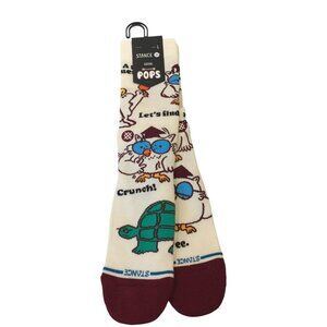 Stance Tootsie Pops Men's Crew Socks Size Large 9-13 MR OWL Cream Burgundy